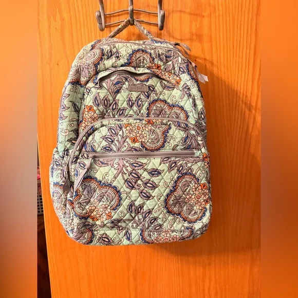 Vera Bradley Fan Flowers Quilted Campus Backpack - Picture 2 of 4
